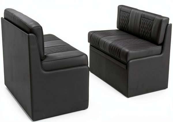 Qualitex RV Sofa Sleeper Bed Black Leather-2