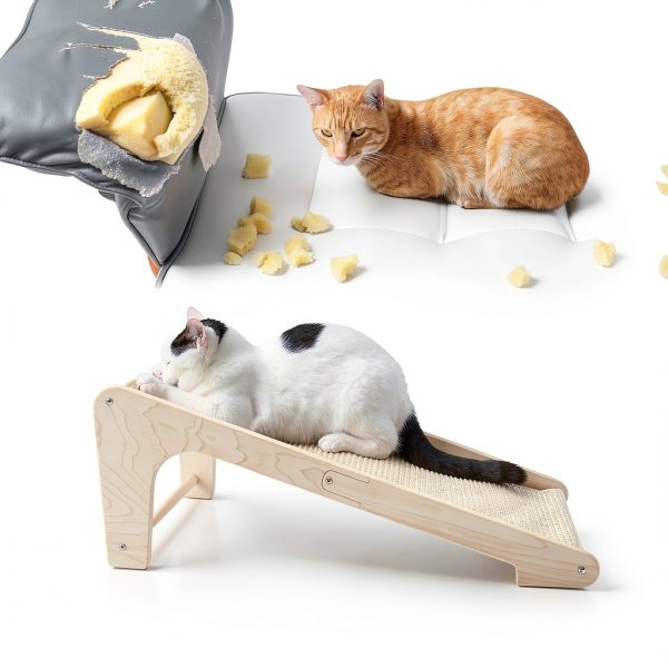 Cat Scratch Ramp PETKARAY Scratching Pad Natural Sisal Dual Placement-4