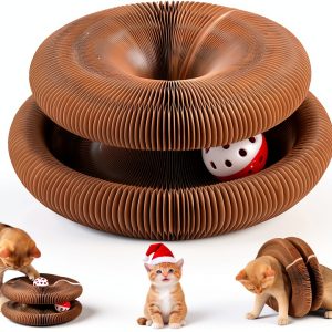Cat Scratcher Toy VOXGET Foldable Scratching Board Bell Balls Auburn-0