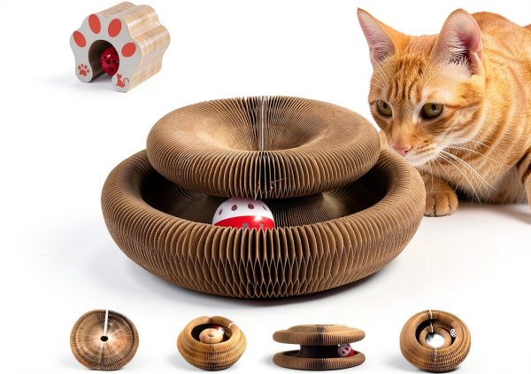Cat Toy Feierxun Magic Organ Accordion Scratching Pad with Bell Ball-0